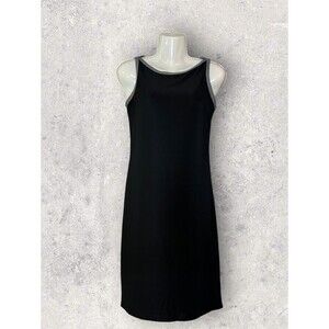 Vintage Ann Mali New York Black Stretch Sleeveless Shift Dress Size Small